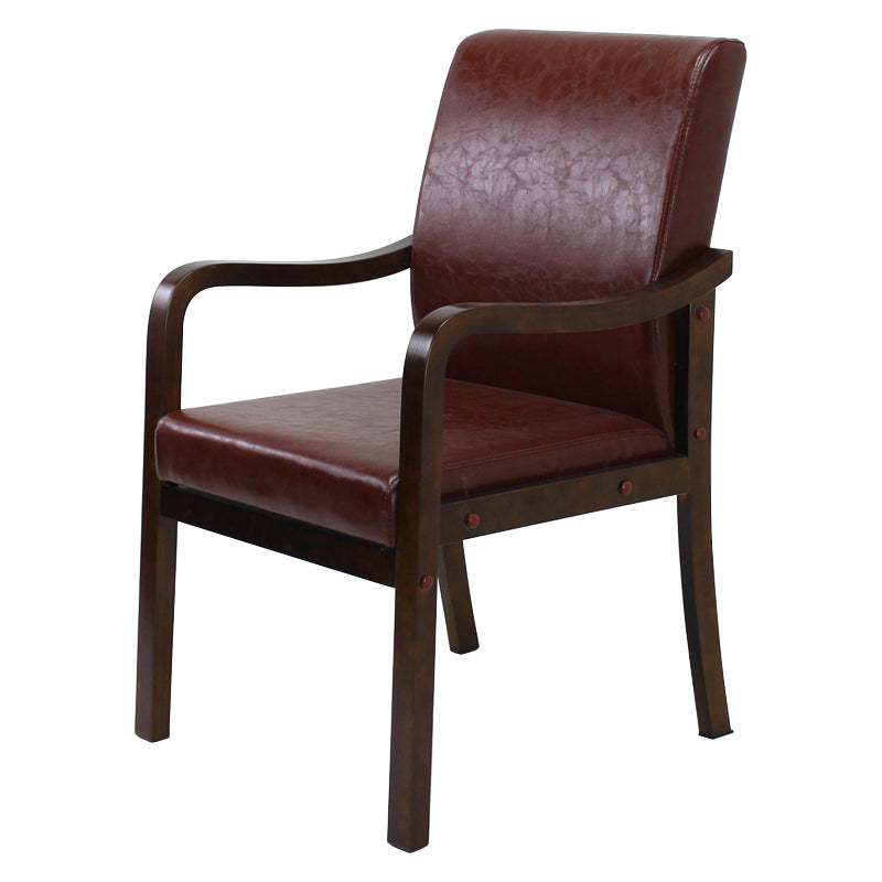 Modern Upholstered Dining Arm Chair Solid Back Dining Armchair with Wood Legs