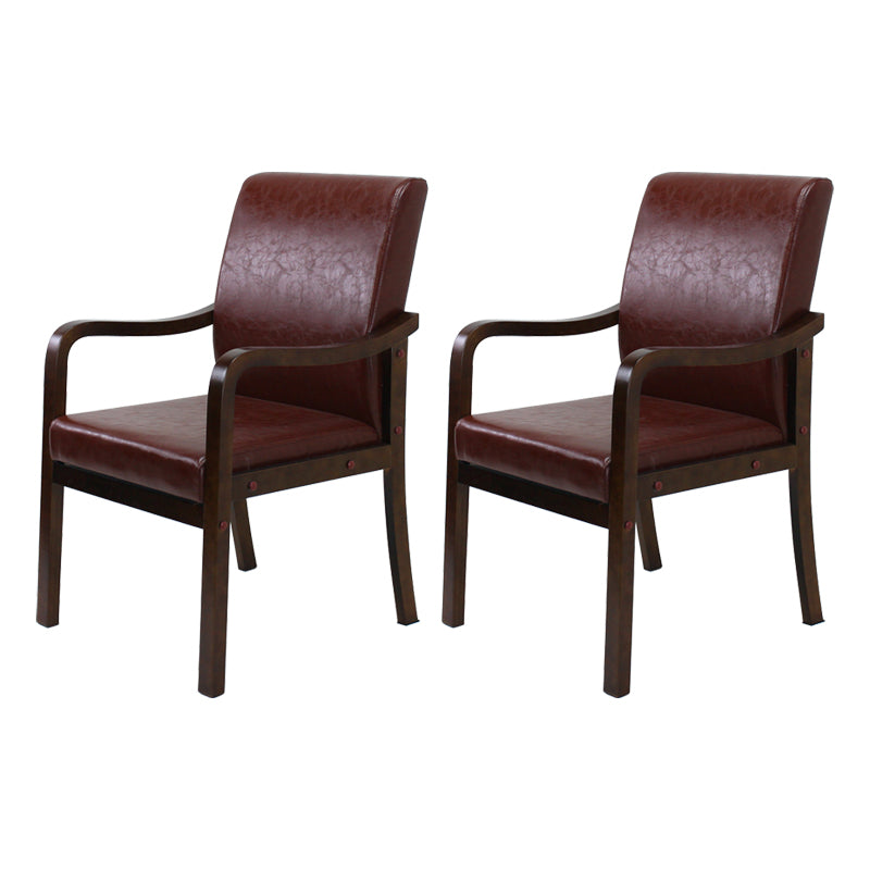 Modern Upholstered Dining Arm Chair Solid Back Dining Armchair with Wood Legs
