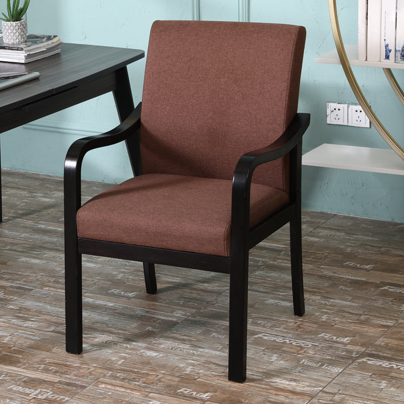 Modern Upholstered Dining Arm Chair Solid Back Dining Armchair with Wood Legs