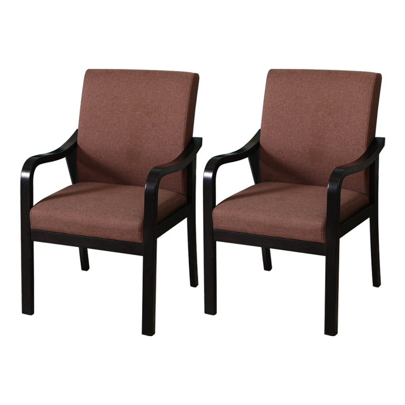 Modern Upholstered Dining Arm Chair Solid Back Dining Armchair with Wood Legs