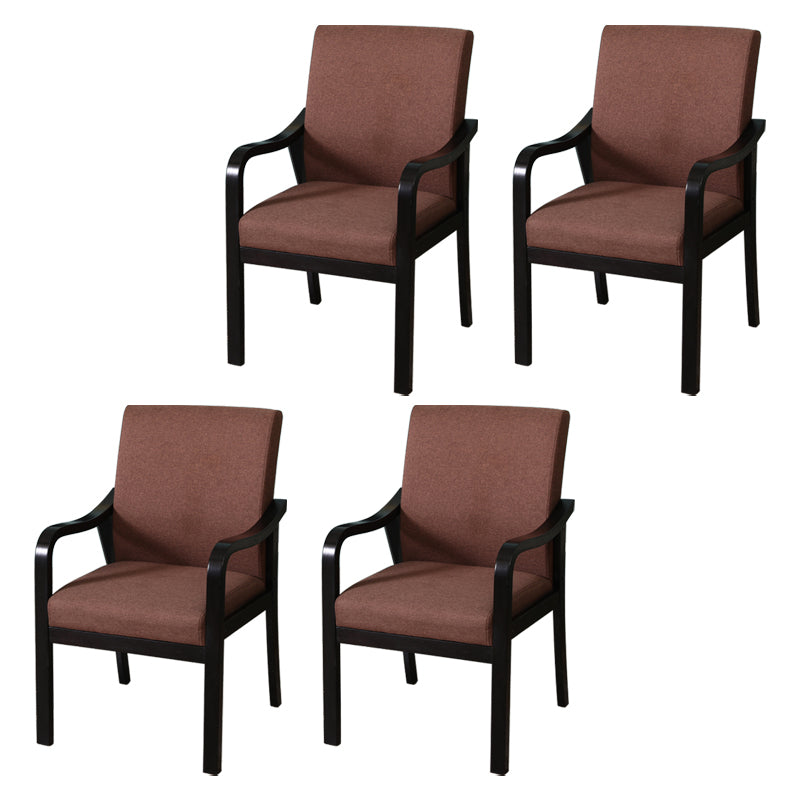 Modern Upholstered Dining Arm Chair Solid Back Dining Armchair with Wood Legs