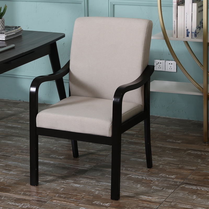 Modern Upholstered Dining Arm Chair Solid Back Dining Armchair with Wood Legs