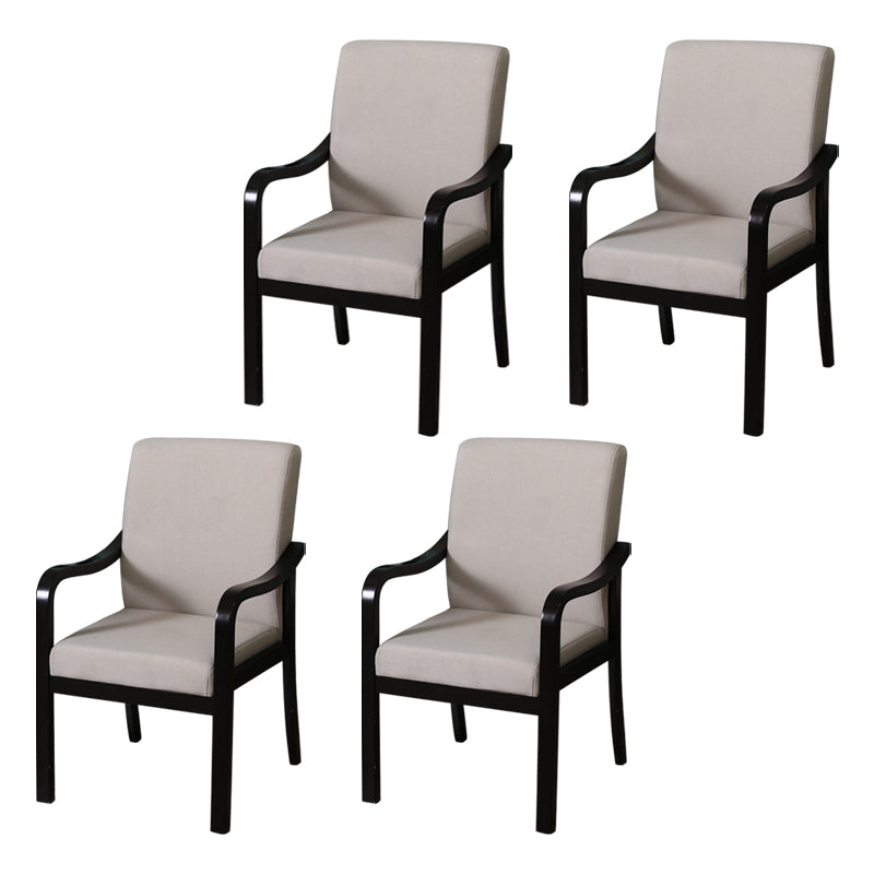 Modern Upholstered Dining Arm Chair Solid Back Dining Armchair with Wood Legs