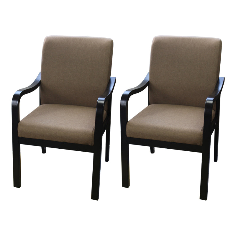 Modern Upholstered Dining Arm Chair Solid Back Dining Armchair with Wood Legs