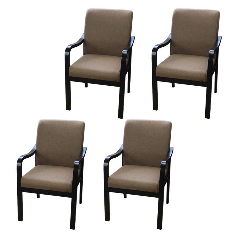 Modern Upholstered Dining Arm Chair Solid Back Dining Armchair with Wood Legs