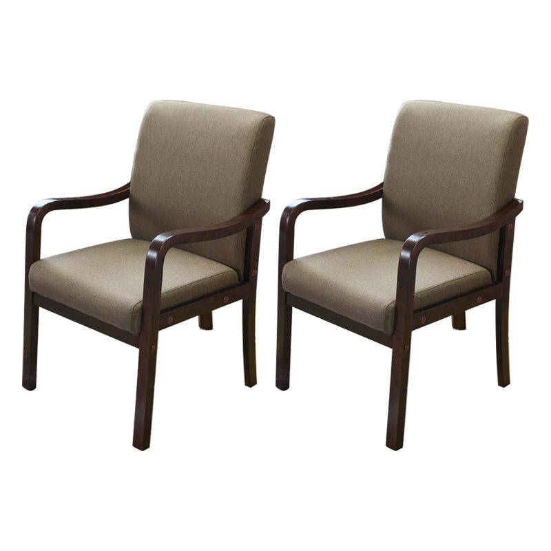 Modern Upholstered Dining Arm Chair Solid Back Dining Armchair with Wood Legs
