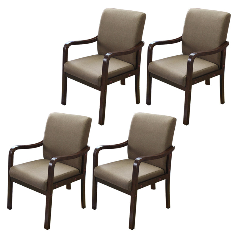 Modern Upholstered Dining Arm Chair Solid Back Dining Armchair with Wood Legs