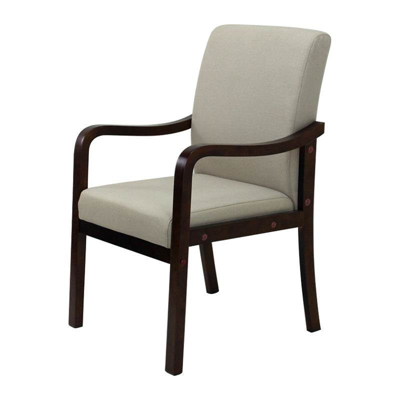 Modern Upholstered Dining Arm Chair Solid Back Dining Armchair with Wood Legs
