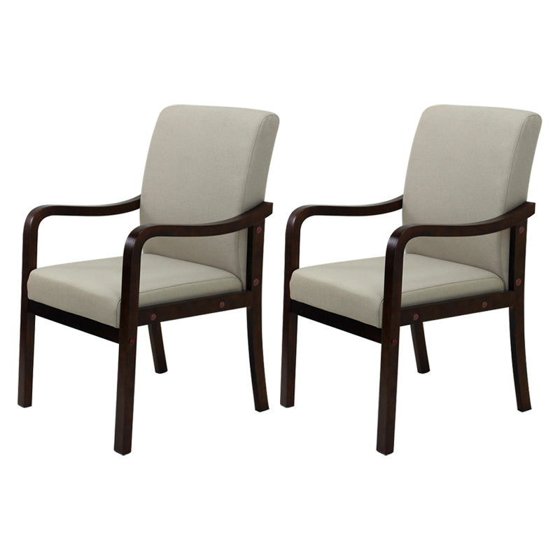 Modern Upholstered Dining Arm Chair Solid Back Dining Armchair with Wood Legs