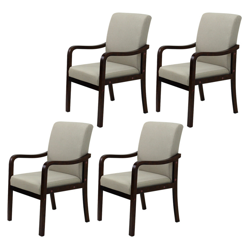 Modern Upholstered Dining Arm Chair Solid Back Dining Armchair with Wood Legs