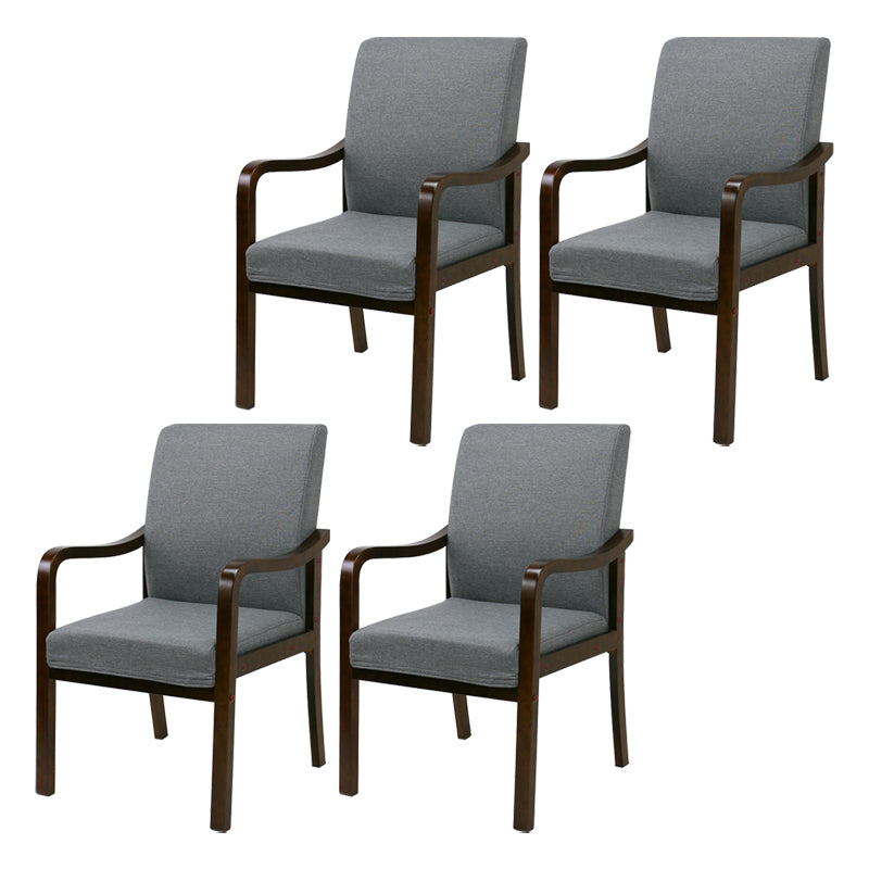 Modern Upholstered Dining Arm Chair Solid Back Dining Armchair with Wood Legs