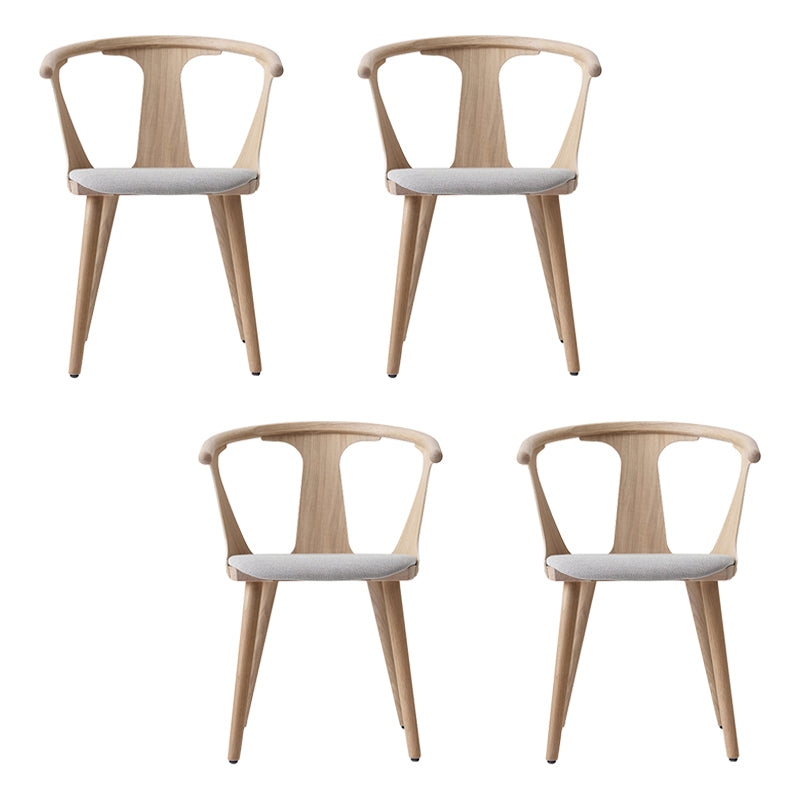 Scandinavian Style Upholstered Side Chair Slat Back Armless Dining Chair