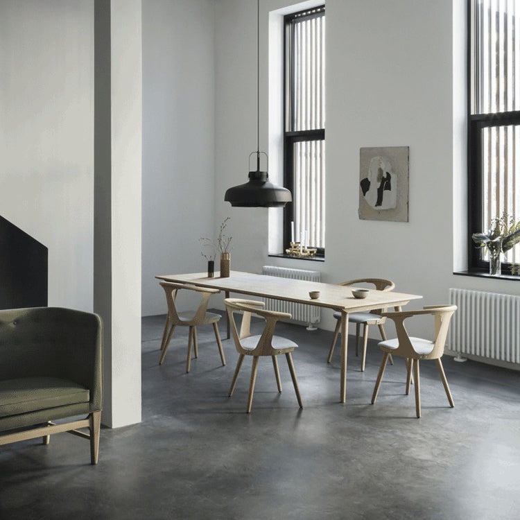 Scandinavian Style Upholstered Side Chair Slat Back Armless Dining Chair