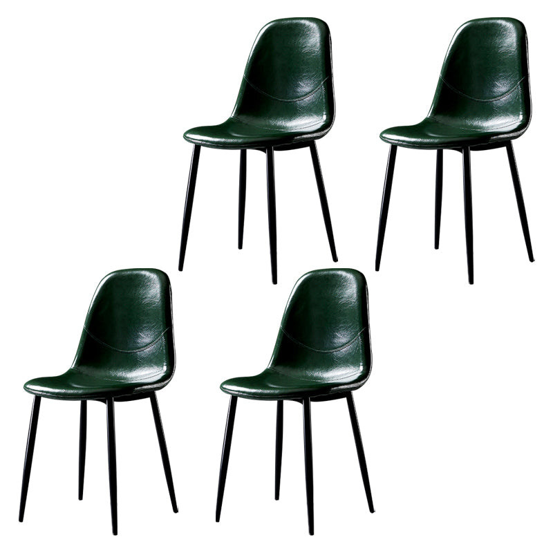 PU Leather Armless Dining Chairs Solid Back Dining Side Chair with Metal Legs