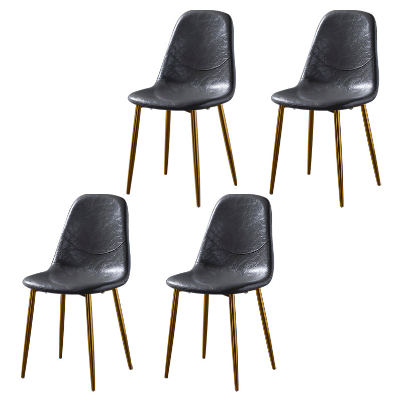 PU Leather Armless Dining Chairs Solid Back Dining Side Chair with Metal Legs