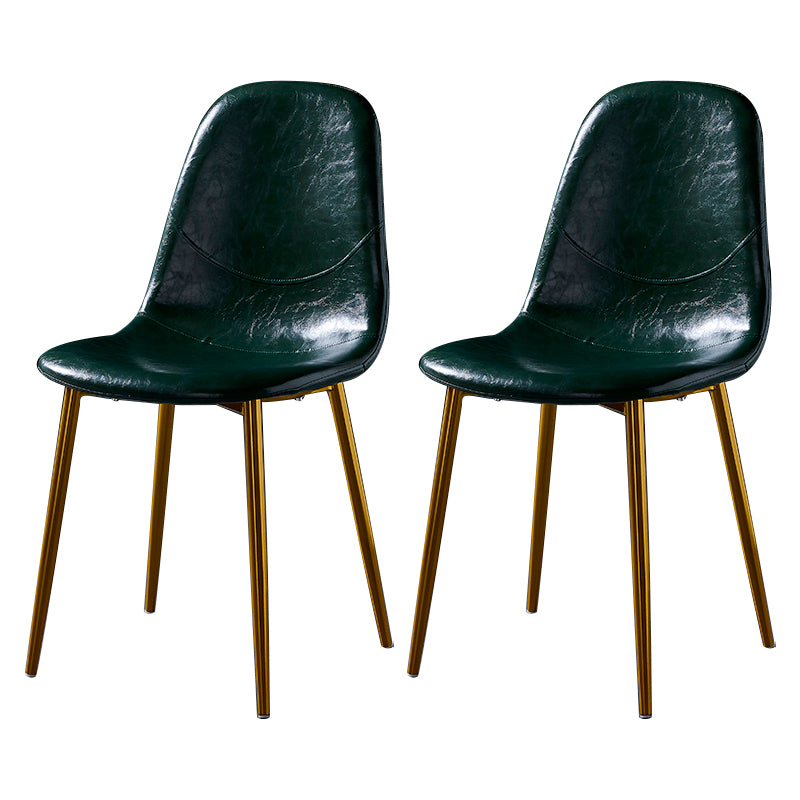 PU Leather Armless Dining Chairs Solid Back Dining Side Chair with Metal Legs
