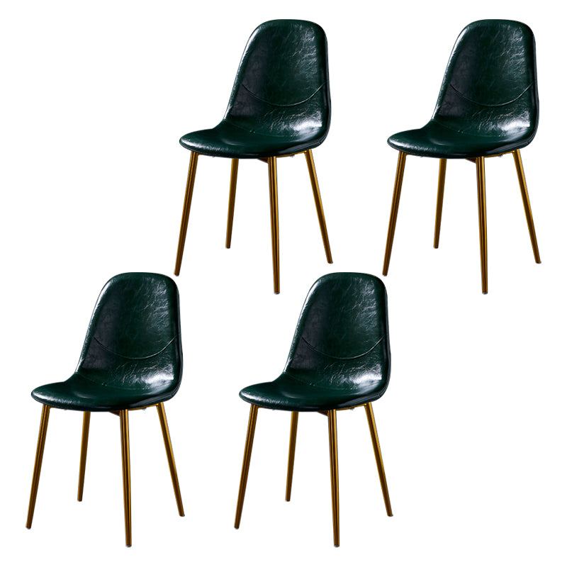 PU Leather Armless Dining Chairs Solid Back Dining Side Chair with Metal Legs