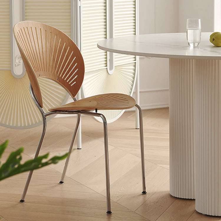 Contemporary Metal Dining Room Chairs Wood Dining Armless chairs for Home Use