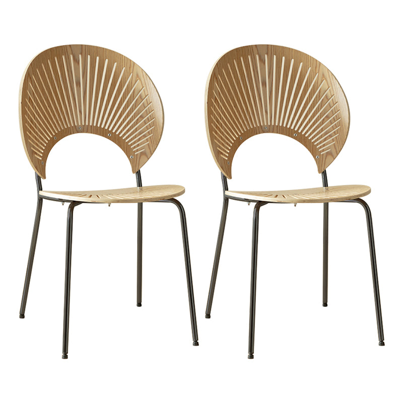 Contemporary Metal Dining Room Chairs Wood Dining Armless chairs for Home Use