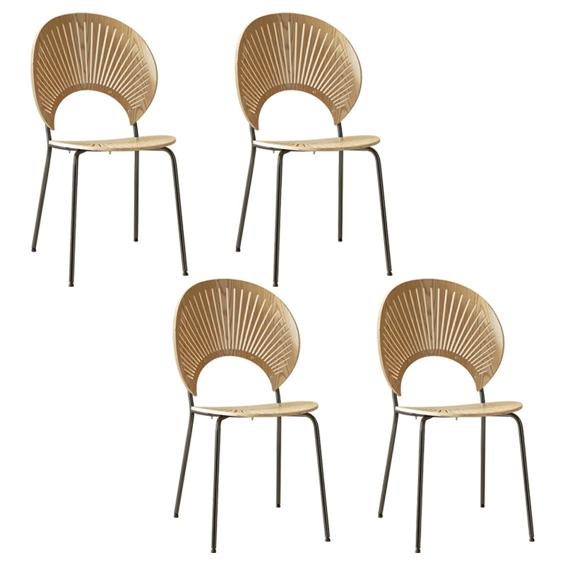 Contemporary Metal Dining Room Chairs Wood Dining Armless chairs for Home Use