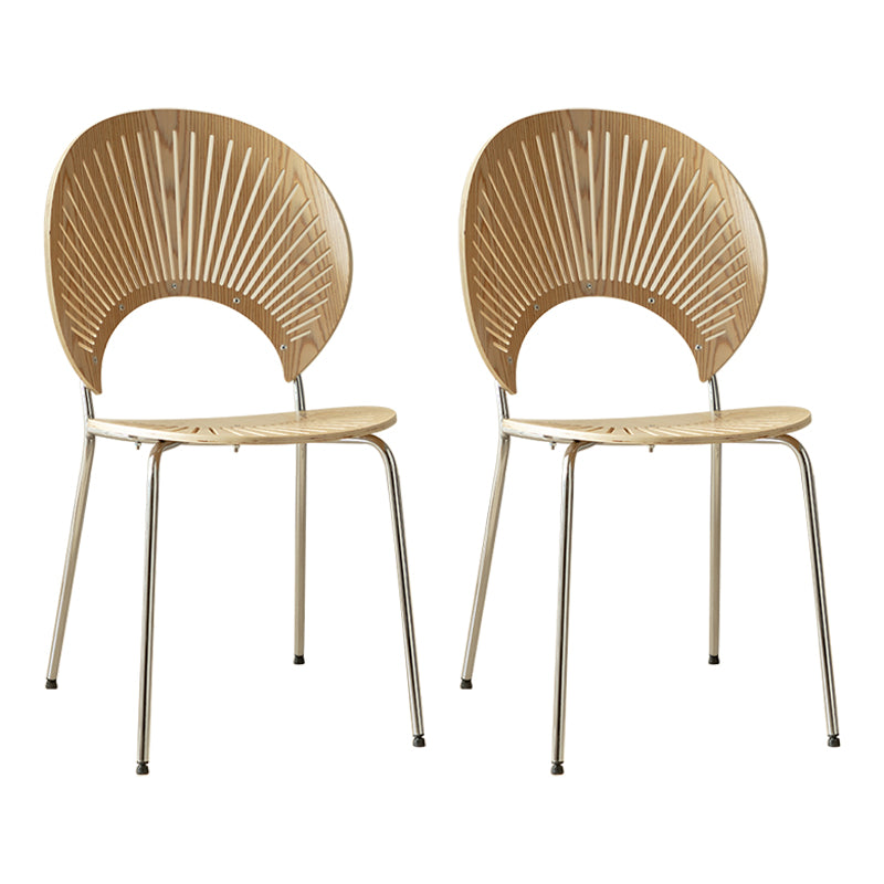 Contemporary Metal Dining Room Chairs Wood Dining Armless chairs for Home Use