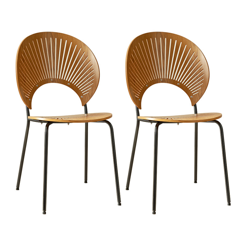 Contemporary Metal Dining Room Chairs Wood Dining Armless chairs for Home Use