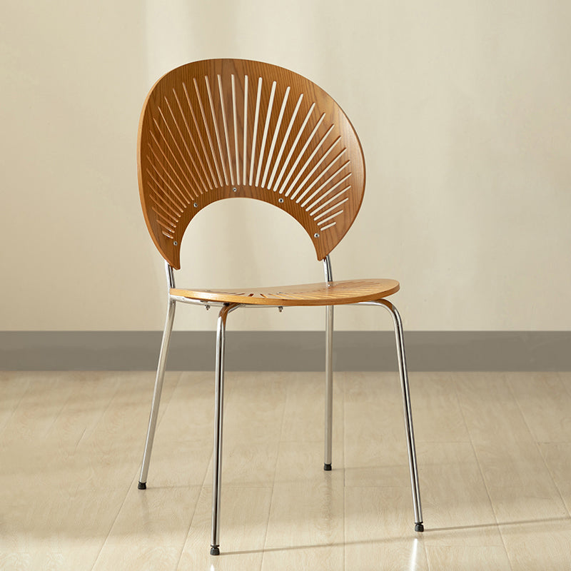 Contemporary Metal Dining Room Chairs Wood Dining Armless chairs for Home Use