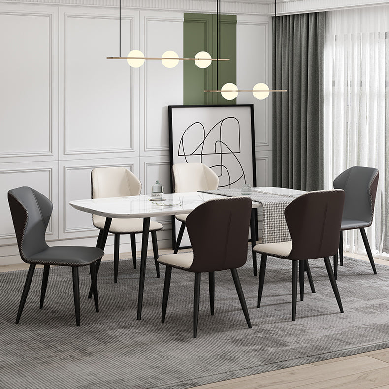Chaise d'appoint scandinave à oreilles, chaise de salle à manger rembourrée en métal