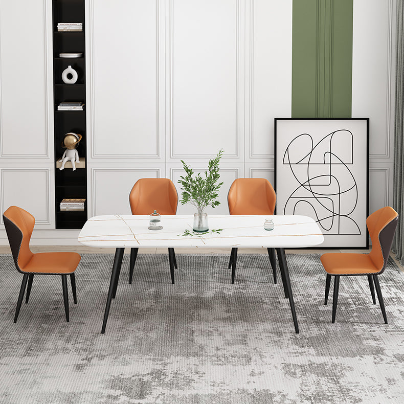 Chaise d'appoint scandinave à oreilles, chaise de salle à manger rembourrée en métal