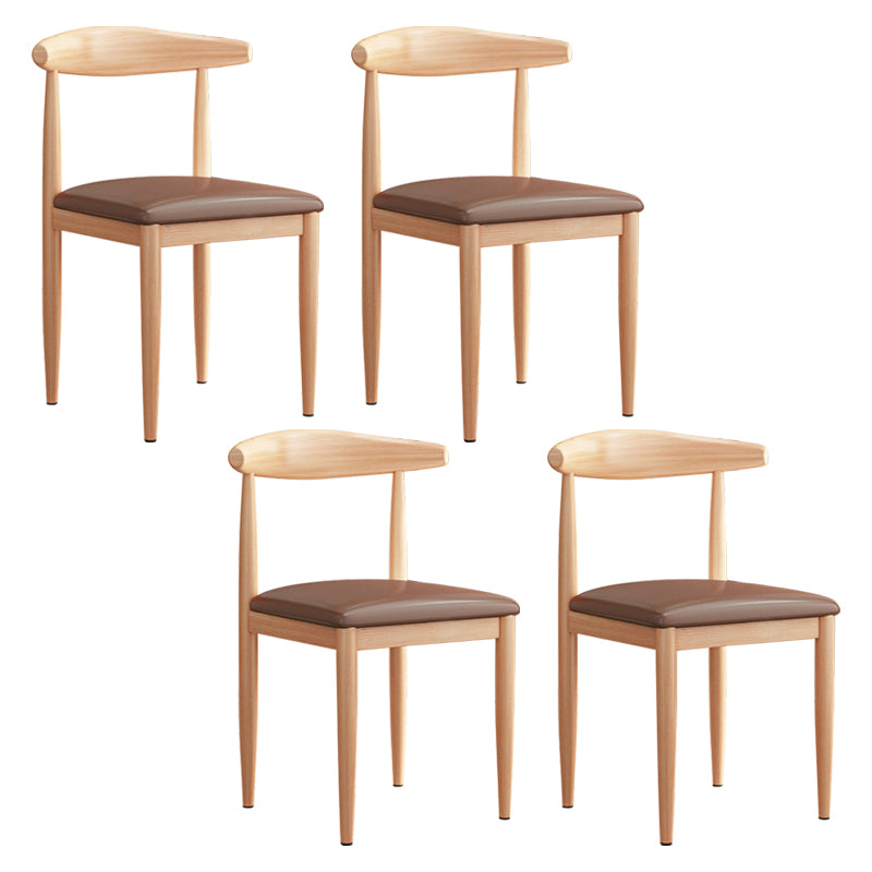 Modern Indoor-Outdoor Metal Chair Dining Room Armless Cow Horn Open Back Dining Side Chair