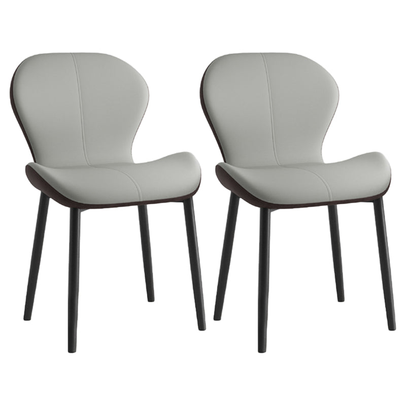 Silla lateral casera contemporánea de cuero con respaldo mate Silla de comedor