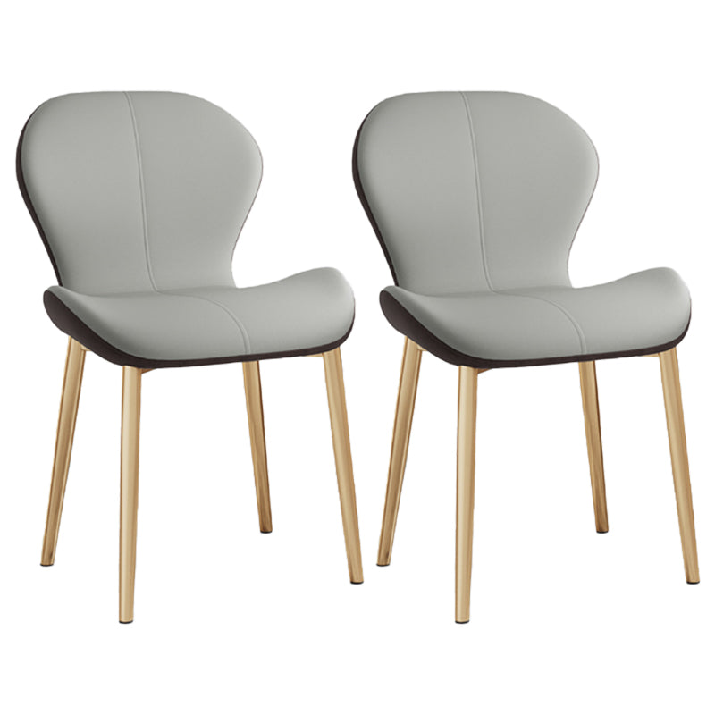 Silla lateral casera contemporánea de cuero con respaldo mate Silla de comedor