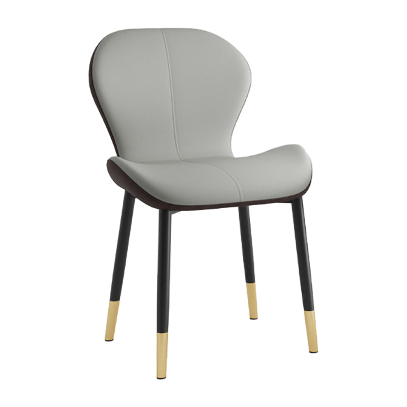 Silla lateral casera contemporánea de cuero con respaldo mate Silla de comedor