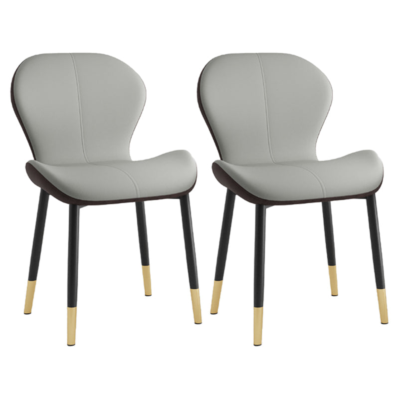 Silla lateral casera contemporánea de cuero con respaldo mate Silla de comedor