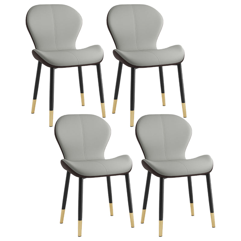 Silla lateral casera contemporánea de cuero con respaldo mate Silla de comedor