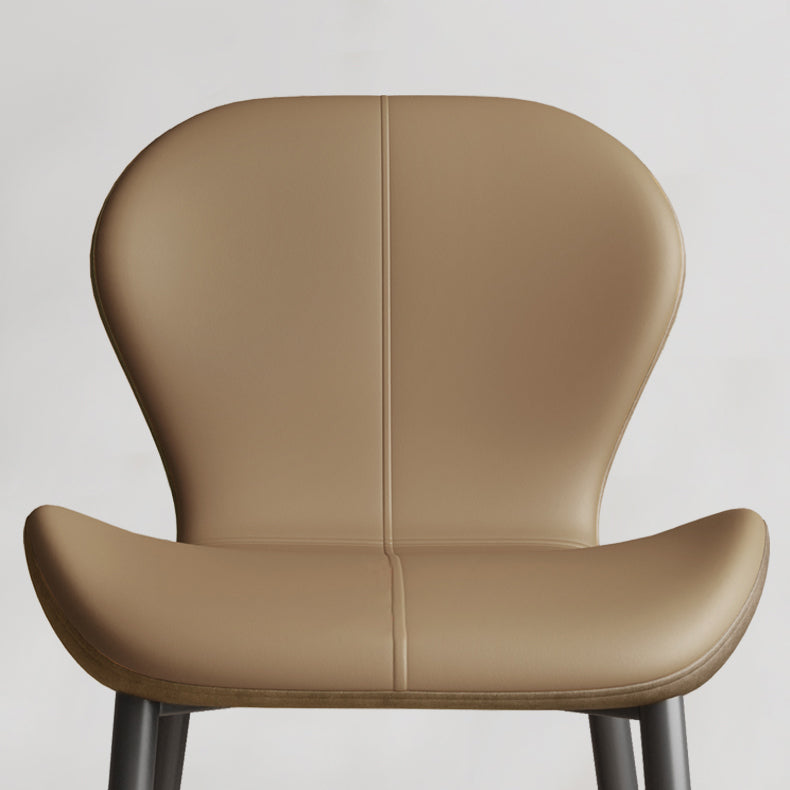 Silla lateral casera contemporánea de cuero con respaldo mate Silla de comedor