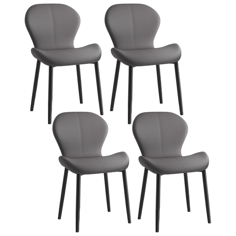 Silla lateral casera contemporánea de cuero con respaldo mate Silla de comedor