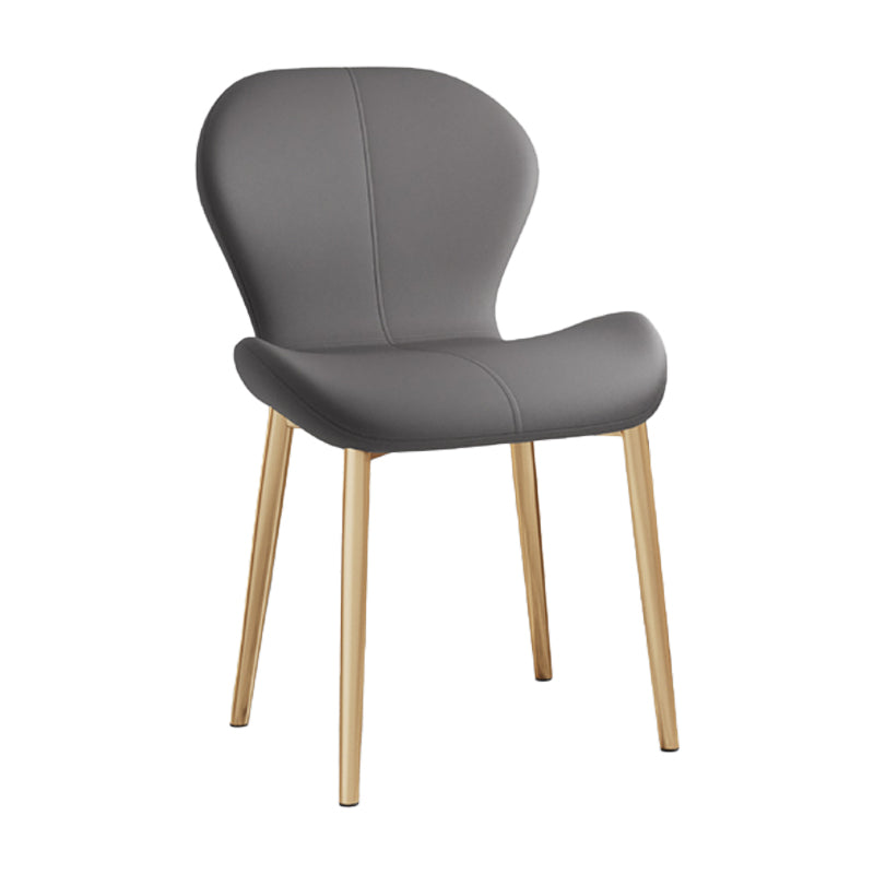 Silla lateral casera contemporánea de cuero con respaldo mate Silla de comedor