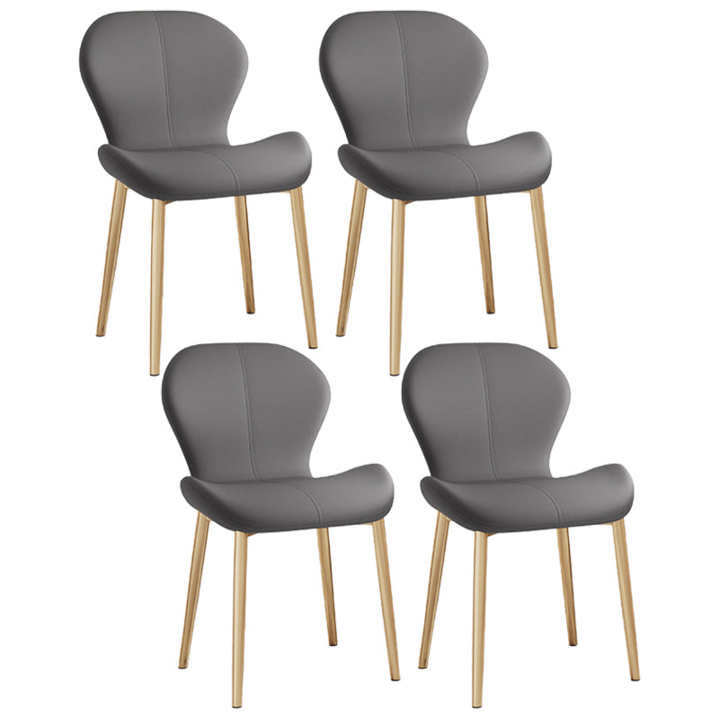 Silla lateral casera contemporánea de cuero con respaldo mate Silla de comedor