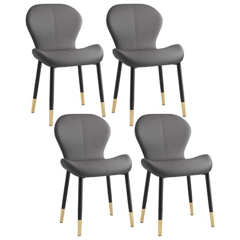 Silla lateral casera contemporánea de cuero con respaldo mate Silla de comedor