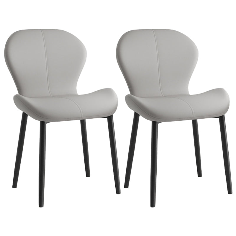 Silla lateral casera contemporánea de cuero con respaldo mate Silla de comedor