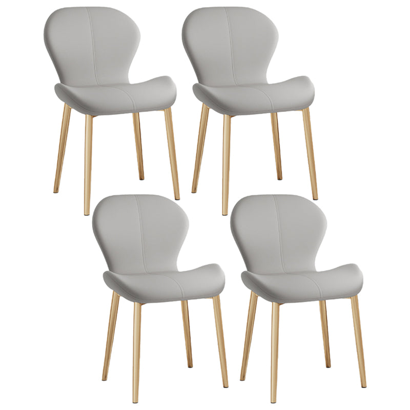 Silla lateral casera contemporánea de cuero con respaldo mate Silla de comedor