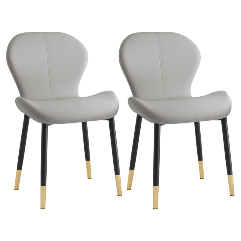 Silla lateral casera contemporánea de cuero con respaldo mate Silla de comedor