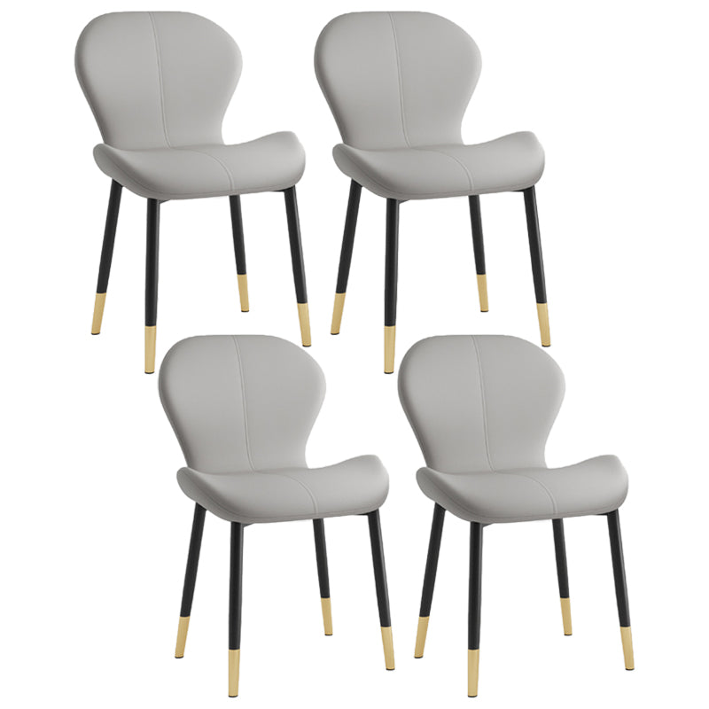 Silla lateral casera contemporánea de cuero con respaldo mate Silla de comedor