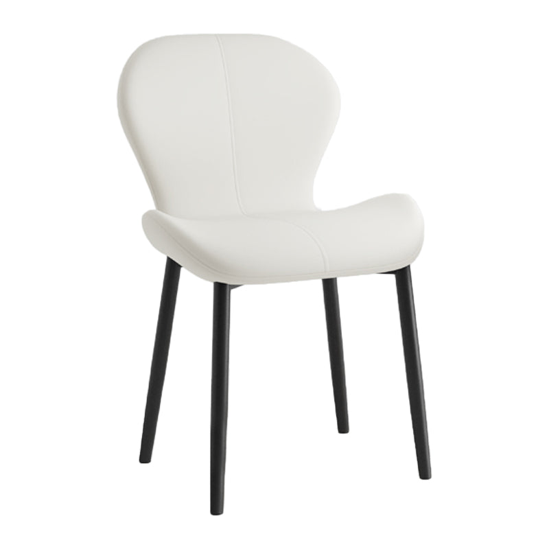 Silla lateral casera contemporánea de cuero con respaldo mate Silla de comedor