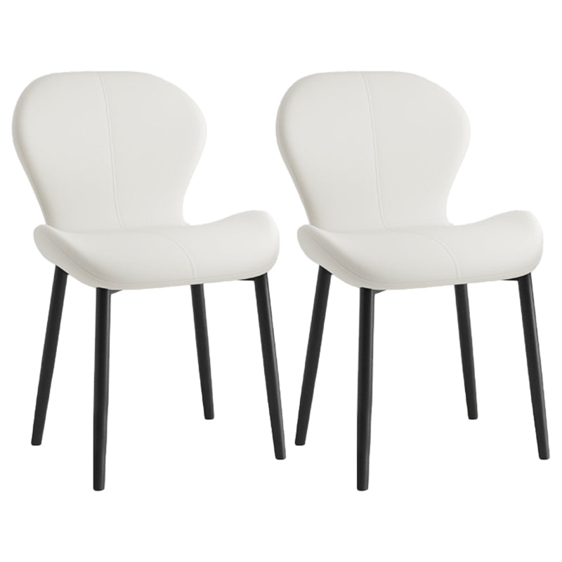 Silla lateral casera contemporánea de cuero con respaldo mate Silla de comedor