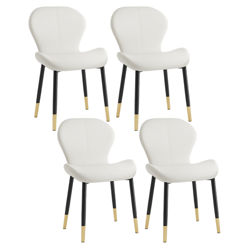 Silla lateral casera contemporánea de cuero con respaldo mate Silla de comedor