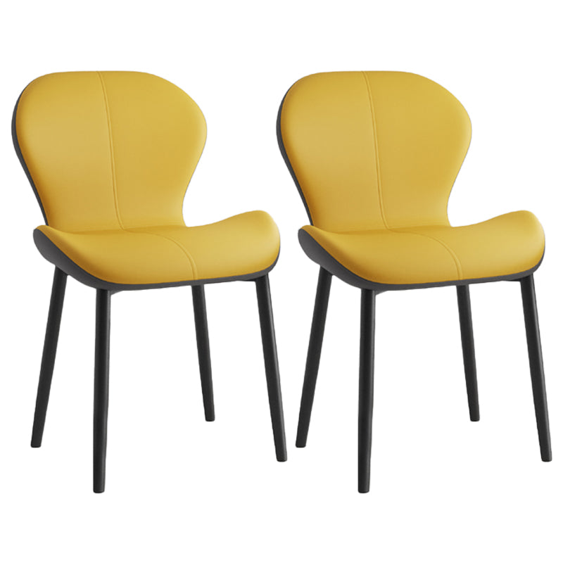 Silla lateral casera contemporánea de cuero con respaldo mate Silla de comedor