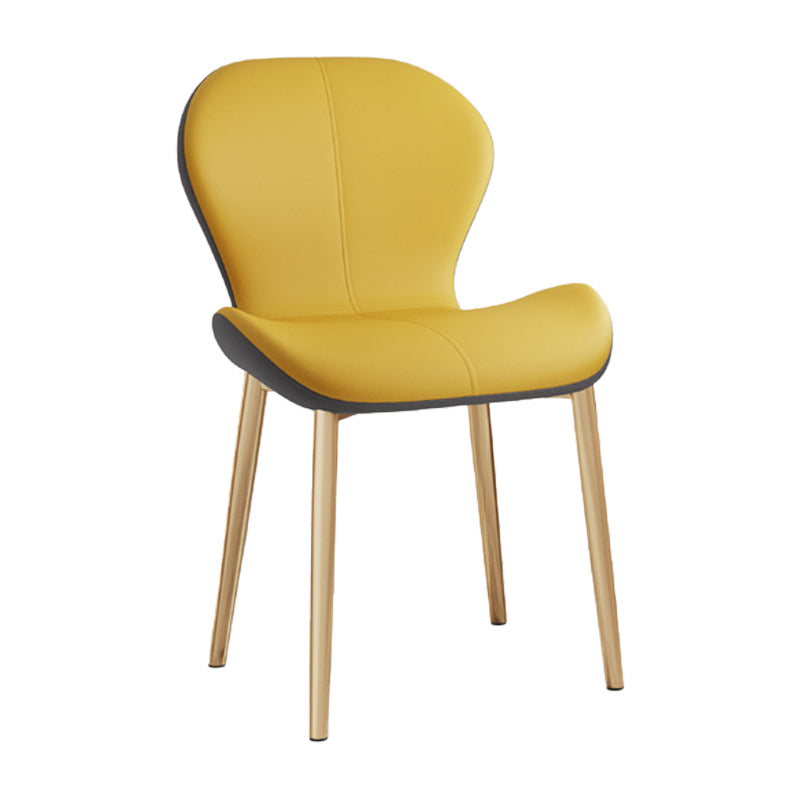Silla lateral casera contemporánea de cuero con respaldo mate Silla de comedor