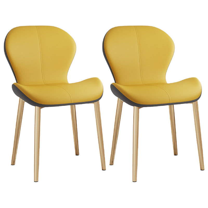 Silla lateral casera contemporánea de cuero con respaldo mate Silla de comedor